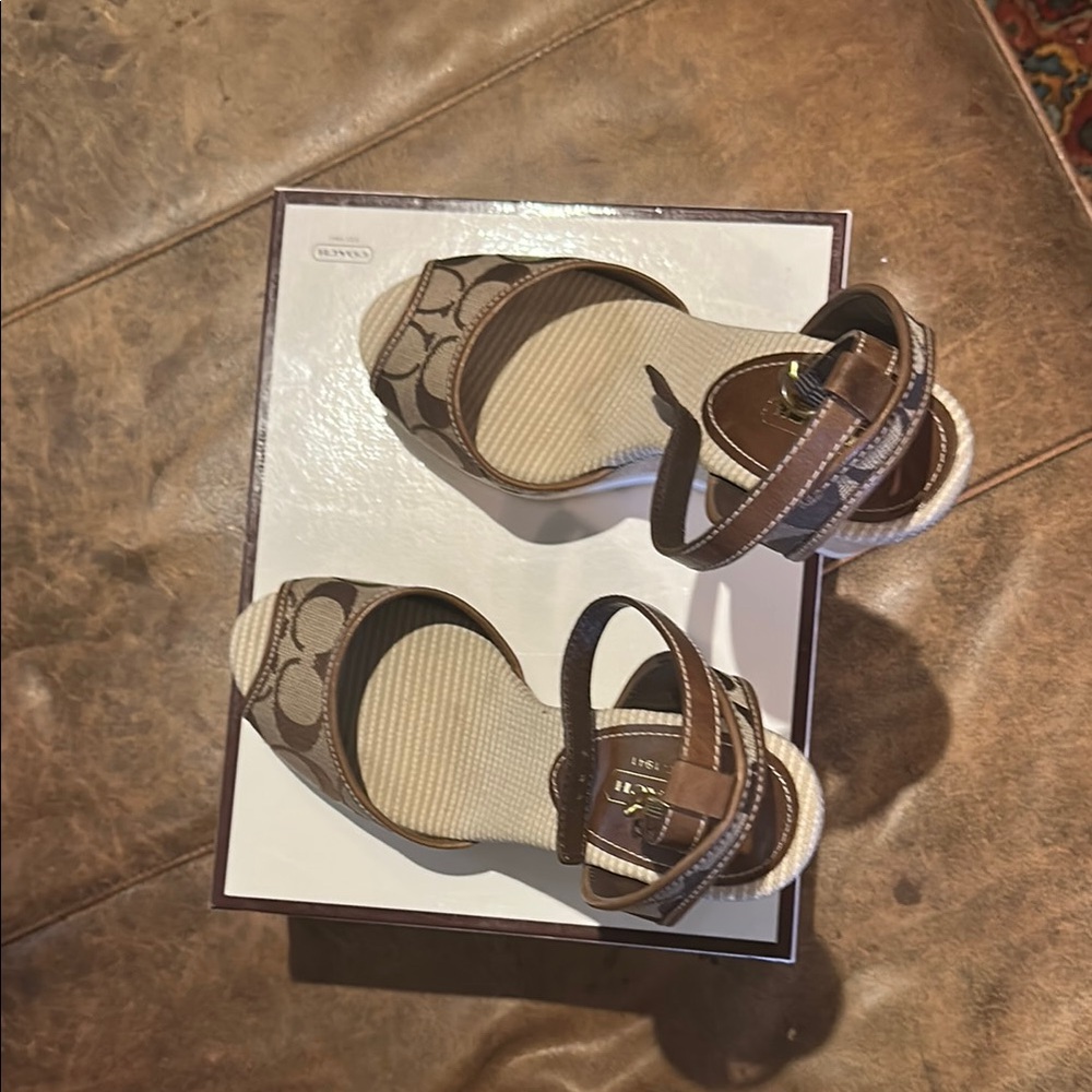 NIB Coach Brown Wedge Shoes, size 8.0 Medium - Picture 2 of 8